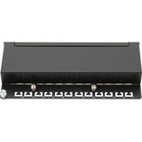 Digitus Desktop CAT 6A 1U, Patch Panel Sort, 10 Gigabit Ethernet, RJ-45, Sort, Galvaniseret stål, SECC, Reolmontering, 1U