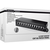 Digitus Desktop CAT 6A 1U, Patch Panel Sort, 10 Gigabit Ethernet, RJ-45, Sort, Galvaniseret stål, SECC, Reolmontering, 1U