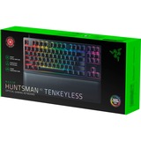 Razer Huntsman V2 Tenkeyless tastatur USB QWERTZ Tysk Sort, Gaming-tastatur Sort, DE-layout, Razer lineær optisk (rød), Tenkeyless (80 - 87%), USB, Optomekanisk nøglekontakt, QWERTZ, RGB LED, Sort