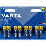 VARTA 04906121418 Engangsbatteri AA Alkaline Engangsbatteri, AA, Alkaline, 1,5 V, 8 stk, Blå, Grå