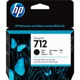 HP 712 DesignJet-blækpatron, sort, 80 ml sort, 80 ml, Højt (XL) udbytte, Pigmentbaseret blæk, 80 ml, 1 stk, Enkelt pakke