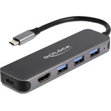 DeLOCK 64171 interface hub USB 3.2 Gen 1 (3.1 Gen 1) Type-C 5000 Mbit/s Grå, Docking station USB 3.2 Gen 1 (3.1 Gen 1) Type-C, HDMI, USB 3.2 Gen 1 (3.1 Gen 1) Type-A, USB 3.2 Gen 1 (3.1 Gen 1) Type-C, 5000 Mbit/s, 30 Hz, 3840 x 2160 pixel, Grå