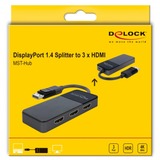 DeLOCK 87770 video-splitter DisplayPort 3x HDMI, DisplayPort splittere Sort, DisplayPort, 3x HDMI, 3840 x 2160 pixel, Sort, Plast, 1.4/2.2