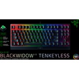 Razer Blackwidow V3 tastatur USB QWERTZ Tysk Sort, Gaming-tastatur Sort, DE-layout, Razer certificeret mekaniske grønne Switcher, Fuld størrelse (100 %), USB, Mekanisk, QWERTZ, RGB LED, Sort