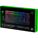 Razer Blackwidow V3 tastatur USB QWERTZ Tysk Sort, Gaming-tastatur Sort, DE-layout, Razer certificeret mekaniske grønne Switcher, Fuld størrelse (100 %), USB, Mekanisk, QWERTZ, RGB LED, Sort