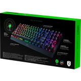 Razer Blackwidow V3 tastatur USB QWERTZ Tysk Sort, Gaming-tastatur Sort, DE-layout, Razer certificeret mekaniske grønne Switcher, Fuld størrelse (100 %), USB, Mekanisk, QWERTZ, RGB LED, Sort