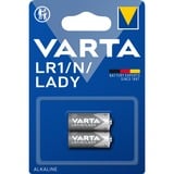 VARTA 1x2 LR 1 Lady Engangsbatteri Alkaline Engangsbatteri, Alkaline, 1,5 V, 2 stk, 850 mAh, Blå, Sølv