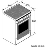 Bosch HKA090220 komfur og ovn Fritstående komfur Keramisk Hvid A, Komfur sæt Hvid, Fritstående komfur, Hvid, Dreje, Hvid, Front, Keramisk