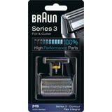 Braun Series 3 31S Barberingshoved, Klinge Sølv, Barberingshoved, 1 hoved(er), Sort, Plast, Metal, Braun, geschikt voor de scheerapparaten 390cc, 370, 5895, 5875