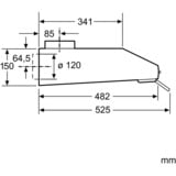 Siemens iQ100 LU62LFA21 emhætte Indbygget under Hvid 250 m³/t D Hvid, 250 m³/t, Aftræk/Recirkulerende, E, E, D, 68 dB