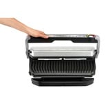 Tefal GC724D kontaktgrill børstet rustfrit stål/Sort, Sort, Metallic, Bordplade, Knapper, Stegeplade, 400 x 200 mm, Hængslet låg