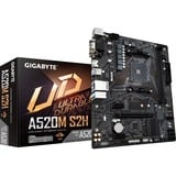 GIGABYTE A520M S2H bundkort Stik AM4 micro ATX Sort/grå, AMD, Stik AM4, 3rd Generation AMD Ryzen™ 3, DDR4-SDRAM, 64 GB, DIMM