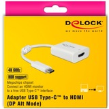DeLOCK 63937 videokabel adapter 0,1 m USB Type-C HDMI Hvid Hvid, 0,1 m, USB Type-C, HDMI, Hanstik, Hunstik, Lige