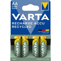 VARTA Recycled AA 2100mAh Genopladeligt batteri Nikkel-Metalhydrid (NiMH) Genopladeligt batteri, AA, Nikkel-Metalhydrid (NiMH), 1,2 V, 4 stk, 2100 mAh