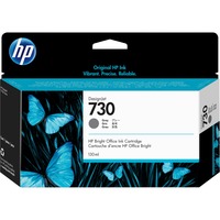 HP 730 130-ml Gray DesignJet Ink Cartridge, Blæk Standard udbytte, Farvebaseret blæk, 130 ml, 130 ml, 1 stk