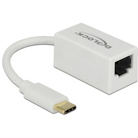 DeLOCK 65906 interface-kort/adapter RJ-45 Hvid, USB Type-C, RJ-45, RJ-45, Hvid, 0,135 m, Aktivitet, Strøm