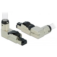 DeLOCK 86289 kabelsamler 1 x RJ-45 Grå, Stikdåse 1 x RJ-45, Grå, Hanstik, Vinklet, Zink, Cat6a