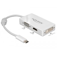 DeLOCK 63924 video-splitter, Adapter Hvid, USB Type-C, 3840 x 2160 pixel, Hvid, 60 Hz, 0,13 m, Windows 10,Windows 7,Windows 8.1