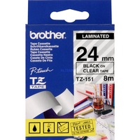 Brother TZE-151 etiketbånd TZ, Tape TZ, Sort, 8 m, 1,2 cm