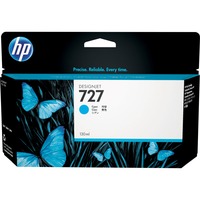 HP 727 DesignJet-blækpatron med 130 ml, cyan cyan, Standard udbytte, Farvebaseret blæk, Farvebaseret blæk, 130 ml, 1 stk, Enkelt pakke